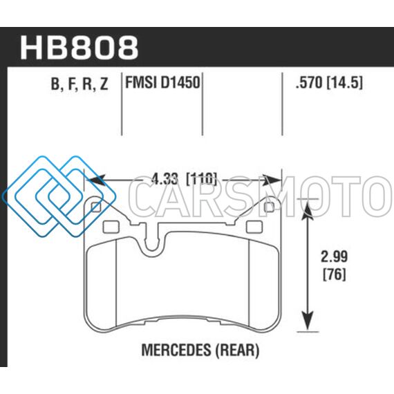 HAWK PERFORMANCE HB808B.570 2012-2015 MERCEDES BENZ C63 AMG REAR HPS 5.0 BRAKE PADS