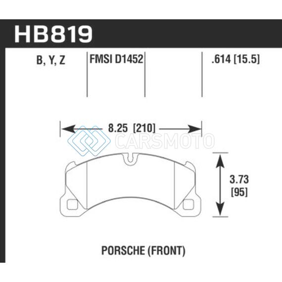 HAWK PERFORMANCE HB819B.614 11-13 PORSCHE CAYENNE HPS 5.0 FRONT BRAKE PADS