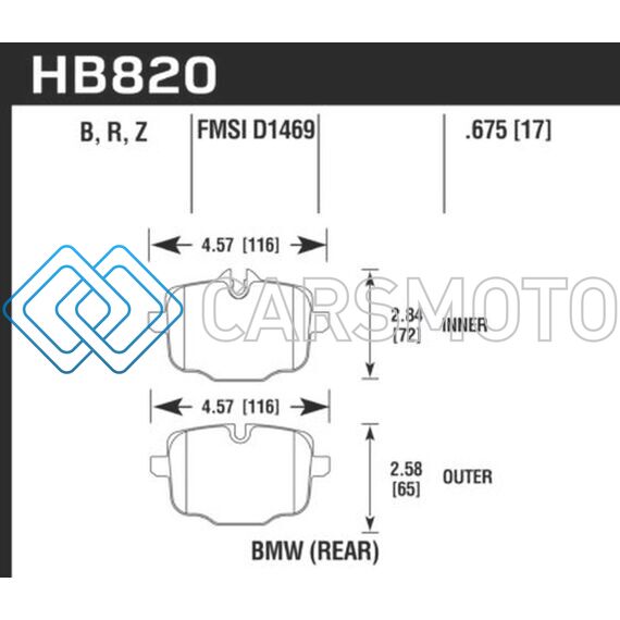 HAWK PERFORMANCE HB820Z.675 12-17 BMW M6 / 14-17 BMW M6 GRAN COUPE / 13-16 BMW M5 PERFORMANCE CERAMIC REAR BRAKE PADS