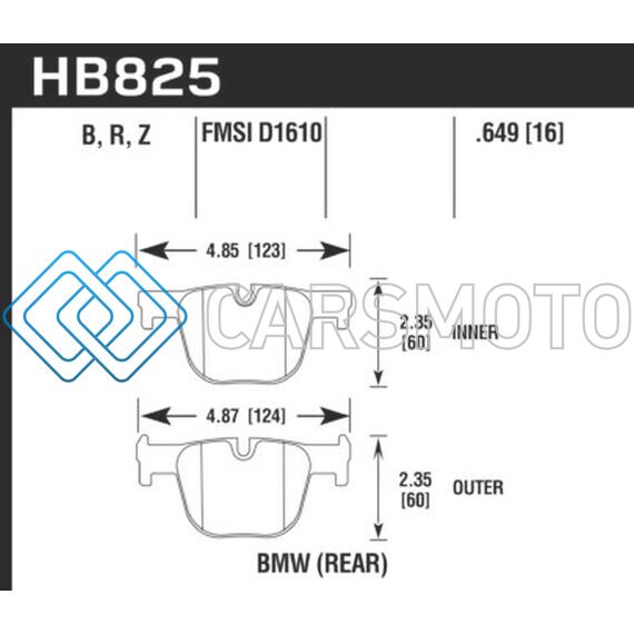 HAWK PERFORMANCE HB825B.649 13-15 BMW 335I/335I XDRIVE / 14-16 BMW 435I/435I XDRIVE HPS 5.0 REAR BRAKE PADS