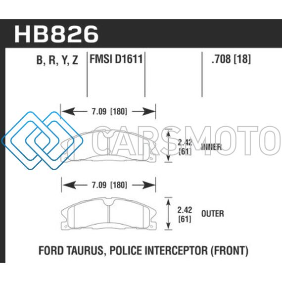 HAWK PERFORMANCE HB826B.708 13-16 FORD TAURUS SHO / 13-16 LINCOLN MKS HPS 5.0 FRONT BRAKE PADS