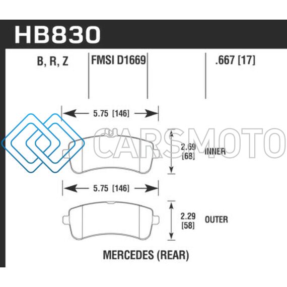 HAWK PERFORMANCE HB830Z.667 13-16 MERCEDES-BENZ SL63 AMG/SL65 AMG PERFROMANCE CERAMIC STREET REAR BRAKE PADS