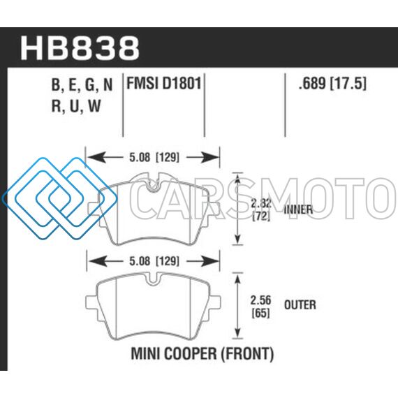 HAWK PERFORMANCE HB838B.689 14-17 MINI COOPER S HPS 5.0 FRONT BRAKE PADS