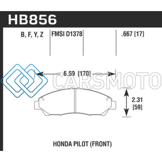 HAWK PERFORMANCE HB856F.667 09-15 HONDA PILOT HPS STREET FRONT BRAKE PADS