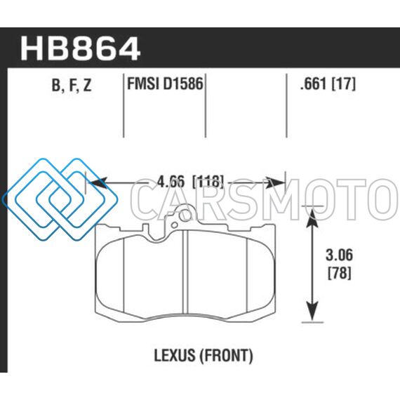 HAWK PERFORMANCE HB864F.661 13-17 LEXUS GS350/GS350 F SPORT / 12-17 LEXUS IS350 HPS STREET FRONT BRAKE PADS