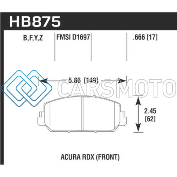 HAWK PERFORMANCE HB875F.666 14-17 ACURA RDX/RLX HPS STREET FRONT BRAKE PADS