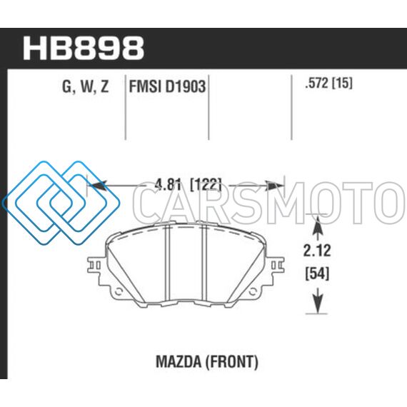 HAWK PERFORMANCE HB898B.572 17-19 FIAT 124 SPIDER HPS 5.0 FRONT BRAKE PADS