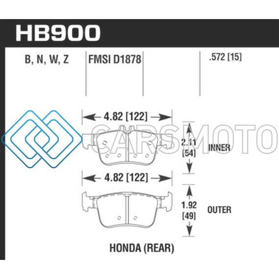 HAWK PERFORMANCE HB900B.572 16-17 HONDA CIVIC HPS 5.0 REAR BRAKE PADS