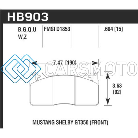 HAWK PERFORMANCE HB903U.604 TRACK ONLY 15MM THICK DTC-70 BRAKE PADS