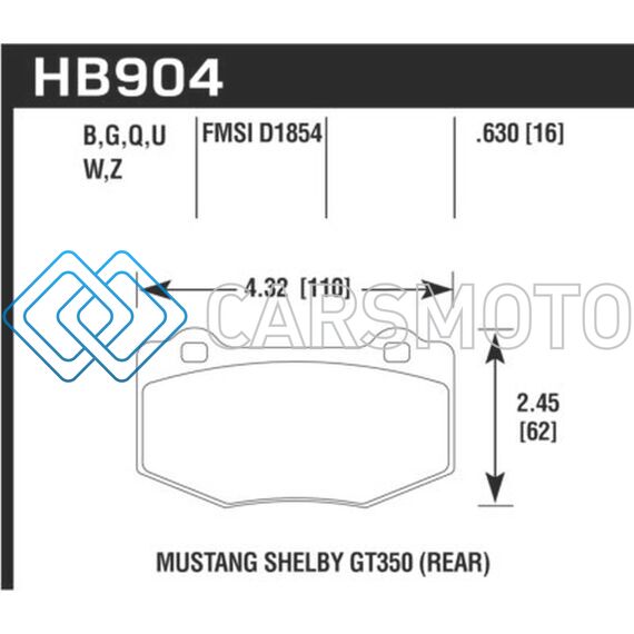 HAWK PERFORMANCE HB904B.630 15-17 FORD MUSTANG HPS 5.0 REAR BRAKE PADS
