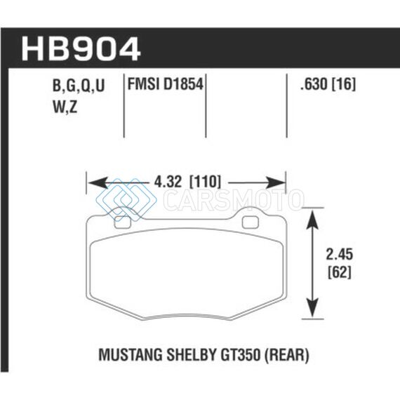 HAWK PERFORMANCE HB904U.630 15-17 FORD MUSTANG DTC-70 COMPOUND REAR BRAKE PADS