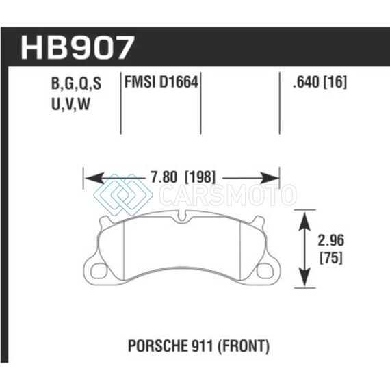 HAWK PERFORMANCE HB907B.640 2016 PORSCHE 911 CARRERA S HPS 5.0 FRONT BRAKE PADS