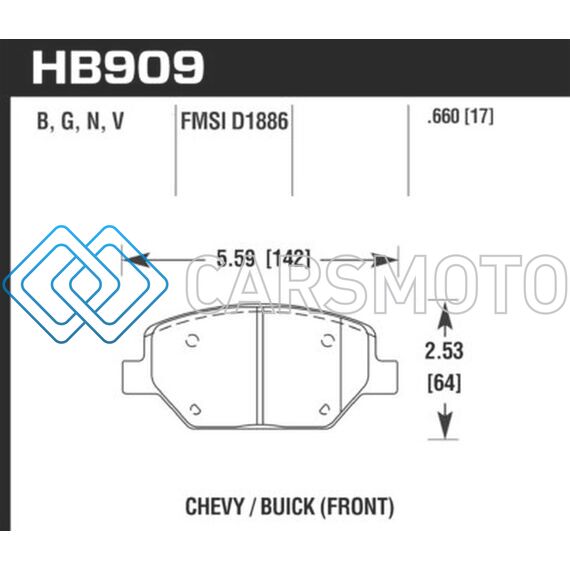 HAWK PERFORMANCE HB909B.660 16-18 CHEVROLET CAMARO HPS 5.0 FRONT BRAKE PADS