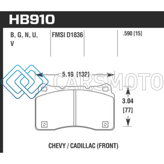 HAWK PERFORMANCE HB910G.590 15-16 CADILLAC XTS / CHEVROLET CORVETTE DTC-60 FRONT BRAKE PADS