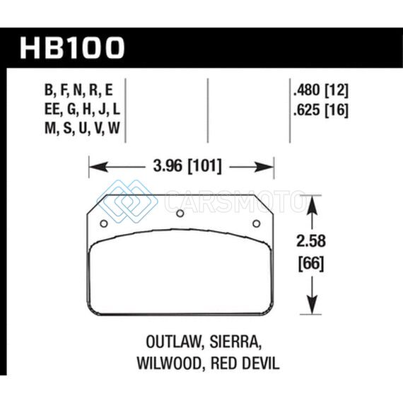 HAWK PERFORMANCE HB100W.480 WILWOOD DYNALITE CALIPER DTC-30 BRAKE PADS