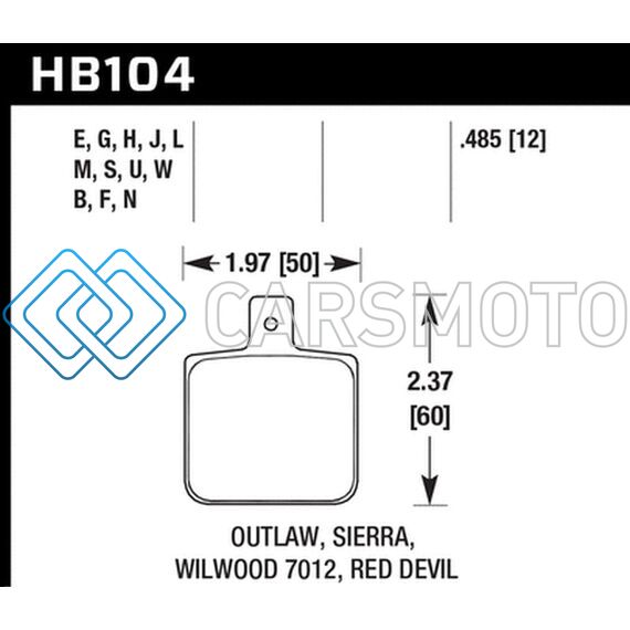 HAWK PERFORMANCE HB104N.485 SIERRA/OUTLAW/WILWOOD HP+ STREET BRAKE PADS