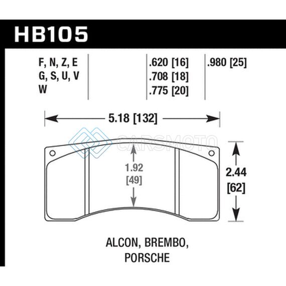 HAWK PERFORMANCE HB105N.620 ALCON B CALIBER HP+ STREET BRAKE PADS