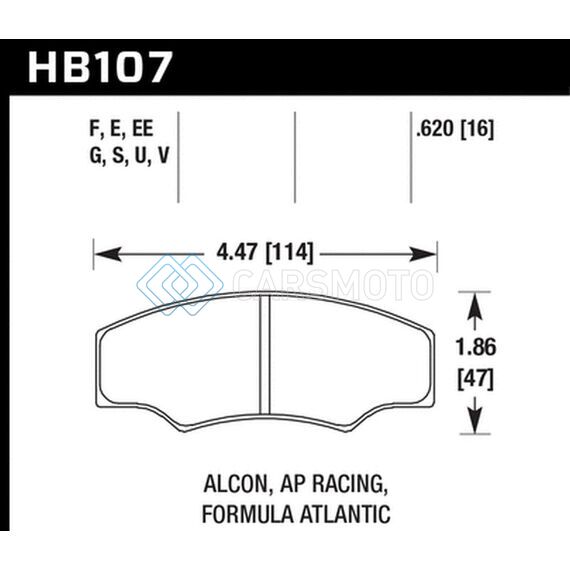 HAWK PERFORMANCE HB107D.620 ALCON/AP RACING MOTORSPORT CALIPER ER-1 BRAKE PAD SET