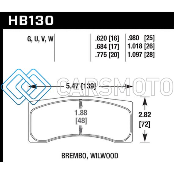HAWK PERFORMANCE HB130U1.097 UNIVERSAL BREMBO DTC-70 RACE BRAKE PADS