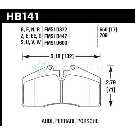HAWK PERFORMANCE HB141Z.650 AUDI/PORSCHE REAR AND ST-40 PERFORMANCE CERAMIC STREET BRAKE PADS