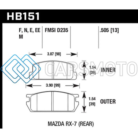 HAWK PERFORMANCE HB151D.505 1985 MAZDA RX-7 1.1L GS REAR ER-1 BRAKE PADS