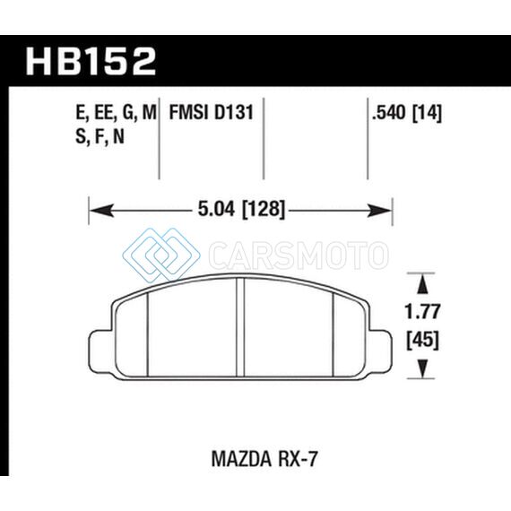 HAWK PERFORMANCE HB152F.540 MAZDA RX-7 HPS STREET FRONT BRAKE PADS