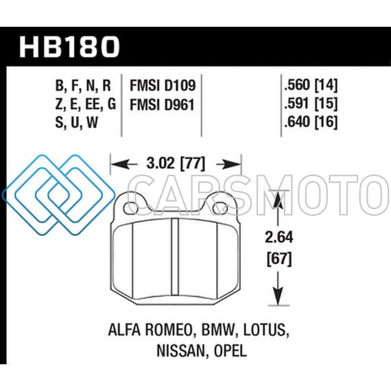 HAWK PERFORMANCE HB180S.560 03-06 EVO / 04-09 STI / 03-07 350Z TRACK H-10 REAR PADS