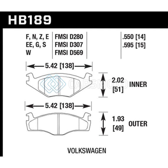 HAWK PERFORMANCE HB189E.595 BLUE 9012 BRAKE PADS VOLKSWAGEN