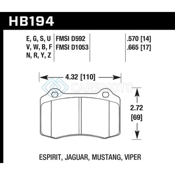 HAWK PERFORMANCE HB194B.665 92-02 DODGE VIPER HPS 5.0 FRONT BRAKE PADS