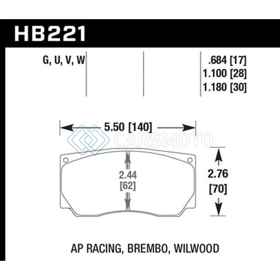HAWK PERFORMANCE HB221D1.10 AP RACING/WILWOOD ER-1 MOTORSPORT BRAKE PADS