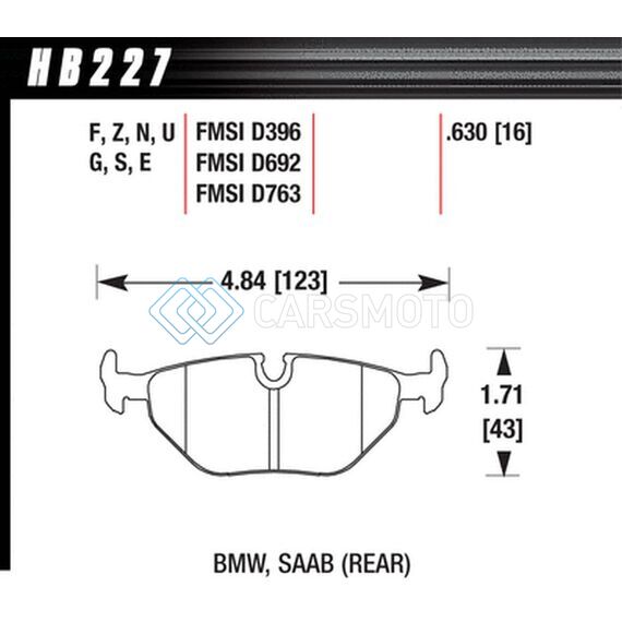 HAWK PERFORMANCE HB227B.630 1992-1998 BMW 318I HPS 5.0 REAR BRAKE PADS