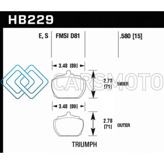 HAWK PERFORMANCE HB229D.580 70-73 TRIUMPH STAG FRONT ER-1 BRAKE PADS