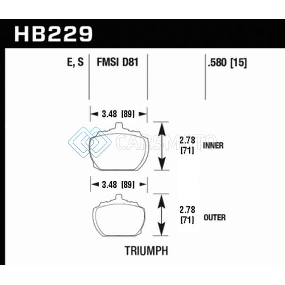 HAWK PERFORMANCE HB229E.58070-73 TRIUMPH STAG BLUE 9012 RACE FRONT BRAKE PADS