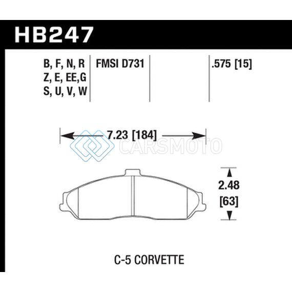 HAWK PERFORMANCE HB247S.575 97-13 CHEVY CORVETTE PERFORMANCE HT-10 COMPOUND FRONT BRAKE PADS