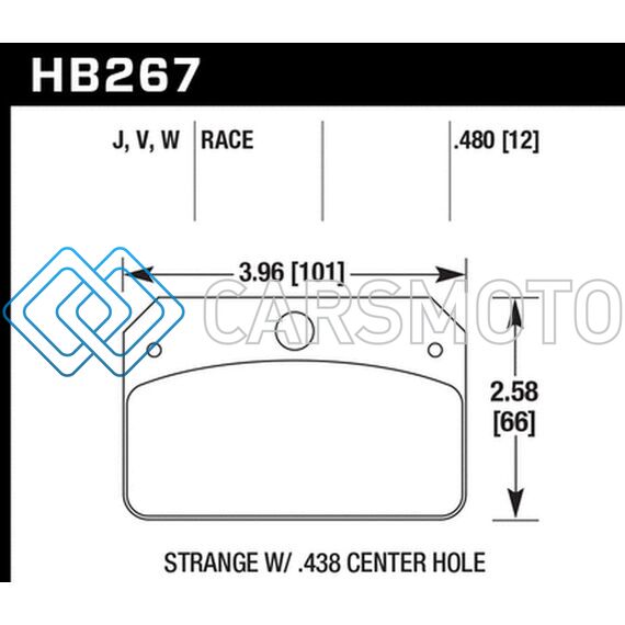 HAWK PERFORMANCE HB267W.480 DTC-30 BRAKE PADS FOR STRANGE CALIPER W/ 0.438IN CENTER HOLE