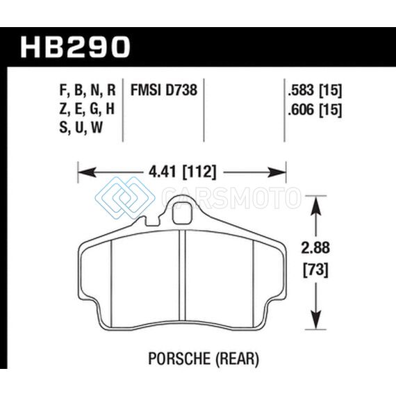 HAWK PERFORMANCE HB290D.606 97-99 PORSCHE BOXSTER 2.5L BASE 4 PISTON CALIPER REAR ER-1 BRAKE PADS
