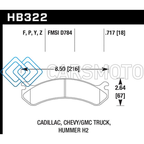 HAWK PERFORMANCE HB322P.717 CHEVY / GMC TRUCK / HUMMER SUPER DUTY STREET FRONT BRAKE PADS