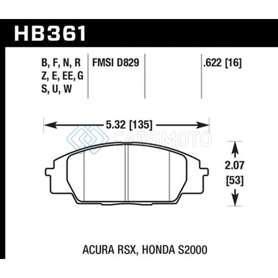 HAWK PERFORMANCE HB361F.622 06+ CIVIC SI HPS STREET FRONT BRAKE PADS