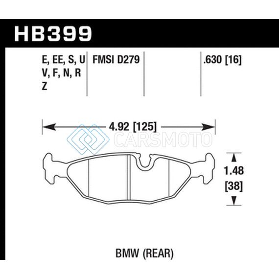 HAWK PERFORMANCE HB399B.630 84-4/91 BMW 325 (E30) HPS 5.0 STREET BRAKE PADS - REAR