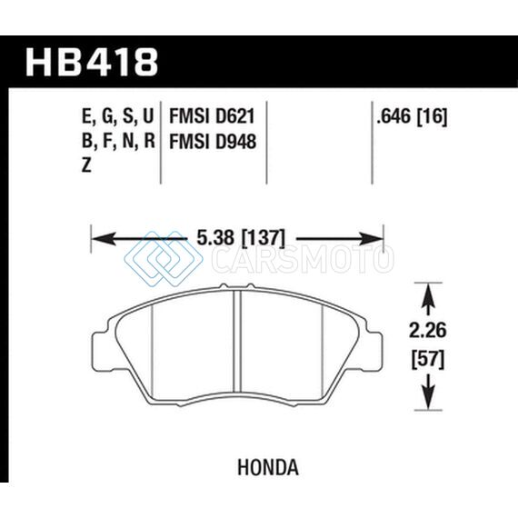HAWK PERFORMANCE HB418B.646 2013-2014 ACURA ILX (HYBRID) HPS 5.0 FRONT BRAKE PADS