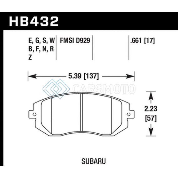 HAWK PERFORMANCE HB432D.661 2006 SAAB 9-2X 2.5L 2.5I FRONT ER-1 BRAKE PADS