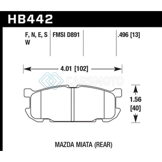 HAWK PERFORMANCE HB442G.496 01-03 MAZDA MIATA BASE/LS/SE SPORT SUSPENSION DTC-60 REAR RACE BRAKE PADS
