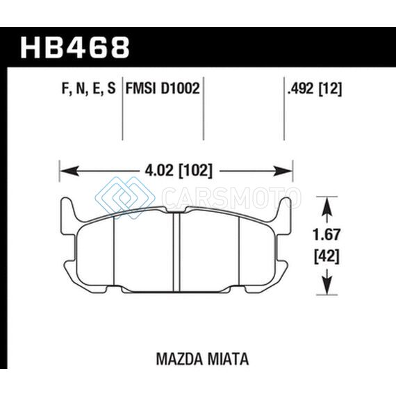 HAWK PERFORMANCE HB468B.492 04-05 MAZDA MIATA HPS 5.0 STREET REAR BRAKE PADS