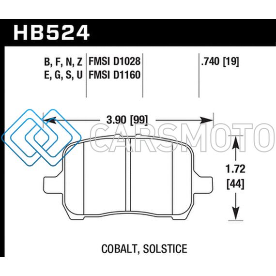 HAWK PERFORMANCE HB524F.740 05-07 COBALT SS / 08-09 HHR / 04+ MALIBU / 07A+ G5 GT / 06+ G6 / HPS STREET FRONT BRAKE PADS