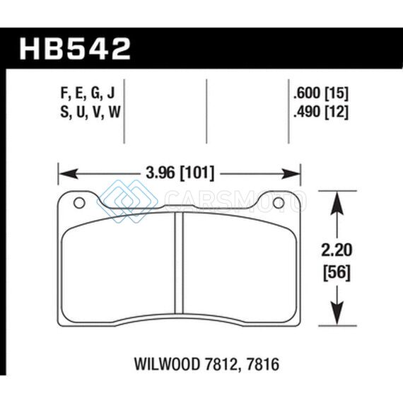 HAWK PERFORMANCE HB542D.600 WILWOOD (7812/7816) ER-1 MOTORSPORTS BRAKE PAD SET