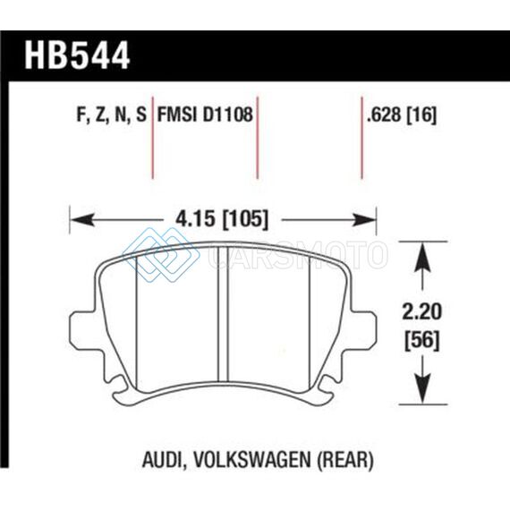 HAWK PERFORMANCE HB544S.628 06 AUDI A6 QUATTRO AVANT/06-09 A6 QUATTRO HT-10 REAR BRAKE PADS