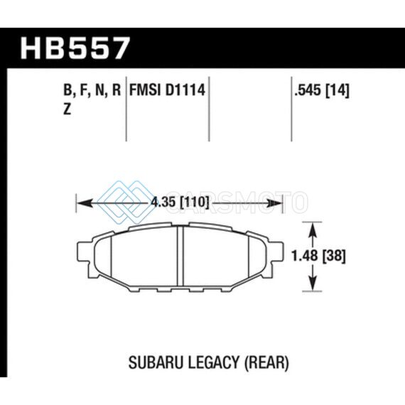 HAWK PERFORMANCE HB557B.545 2013-2014 SUBARU BRZ LTD (277MM FR DISC/SOLID RR DISC) HIGH PERF. STREET 5.0 REAR BRAKE PADS