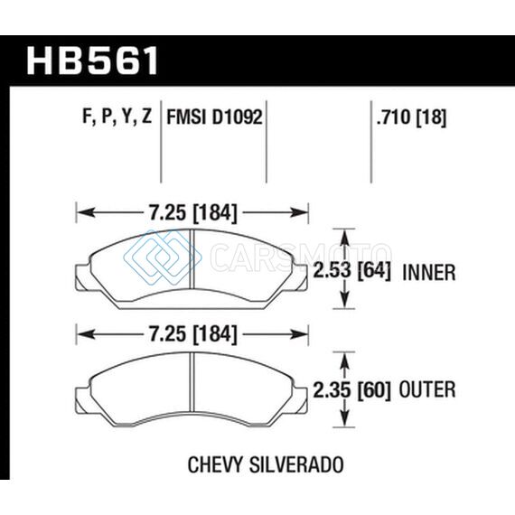 HAWK PERFORMANCE HB561Y.710 07 CHEVY TAHOE LTZ FRONT LTS BRAKE PADS