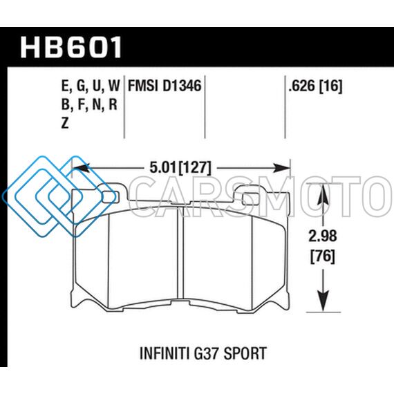 HAWK PERFORMANCE HB601D.626 09-13 INFINITI FX50 5.0L BASE FRONT ER-1 BRAKE PADS