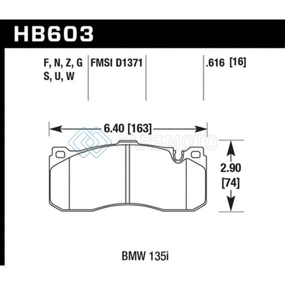 HAWK PERFORMANCE HB603N.616 BMW 135I HP+ STREET FRONT BRAKE PADS